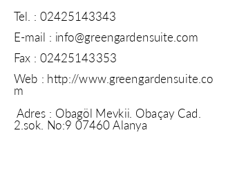 Green Garden Suite iletiim bilgileri